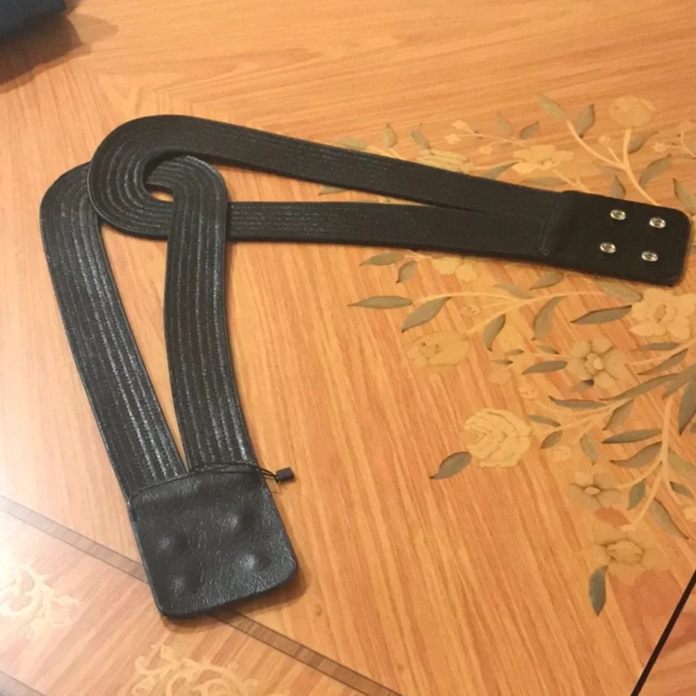 Zara Limited Edition 100% Genuine leather twist black wide belt Sz.80 (S)
